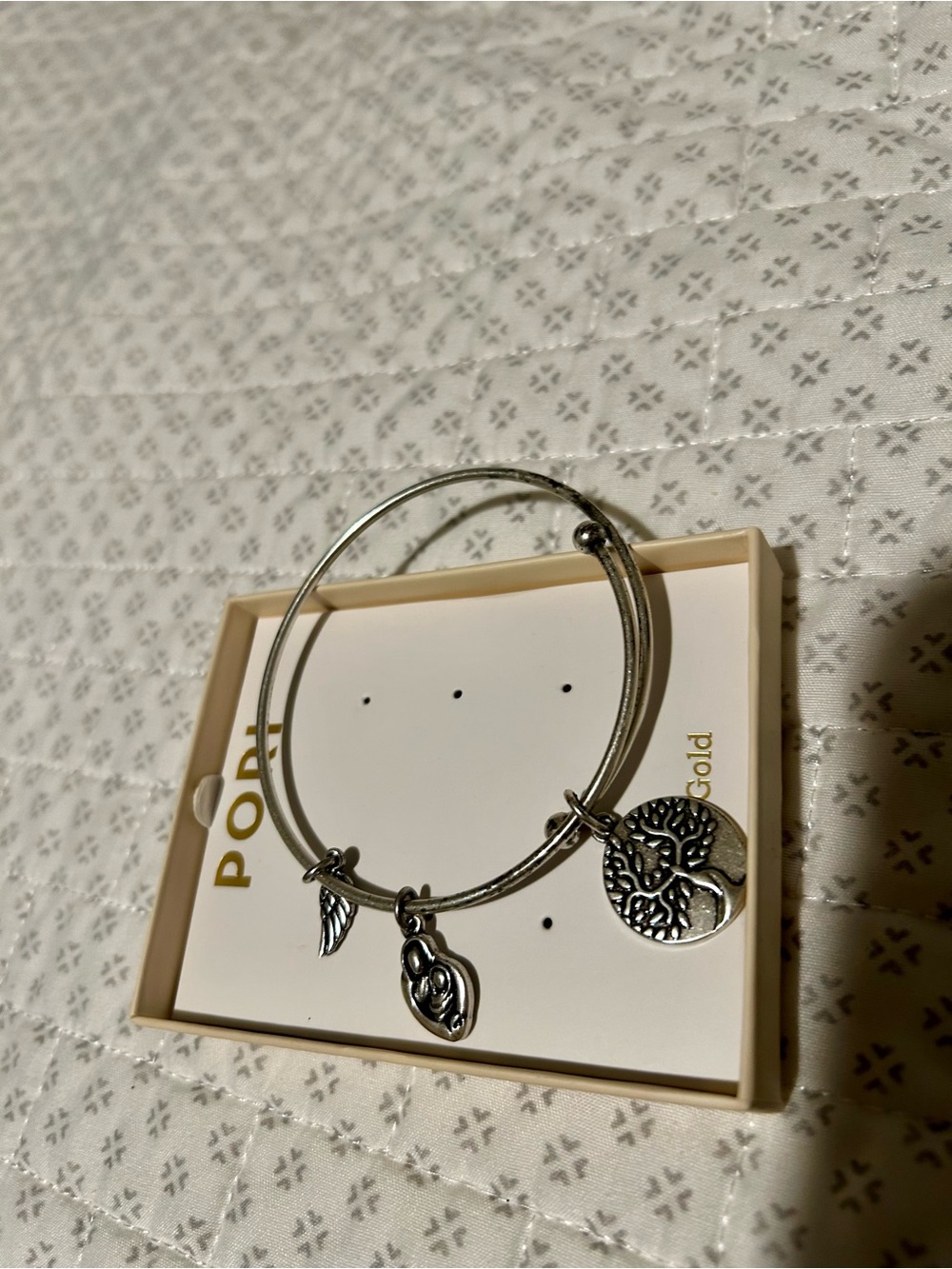 Willow Tree Silver Tree of Life Charm Bangle with Leaf and Heart Accents